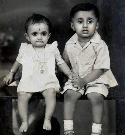 With his sister