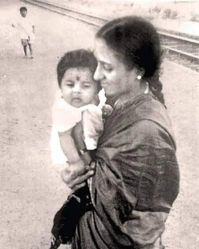 Walking with his mother